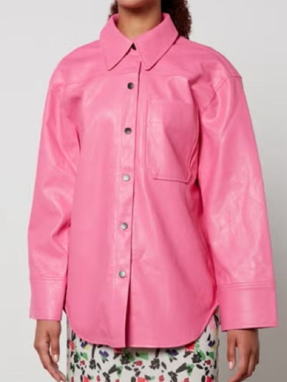 Nordstrom Faux Leather Overshirt in Bright Pink